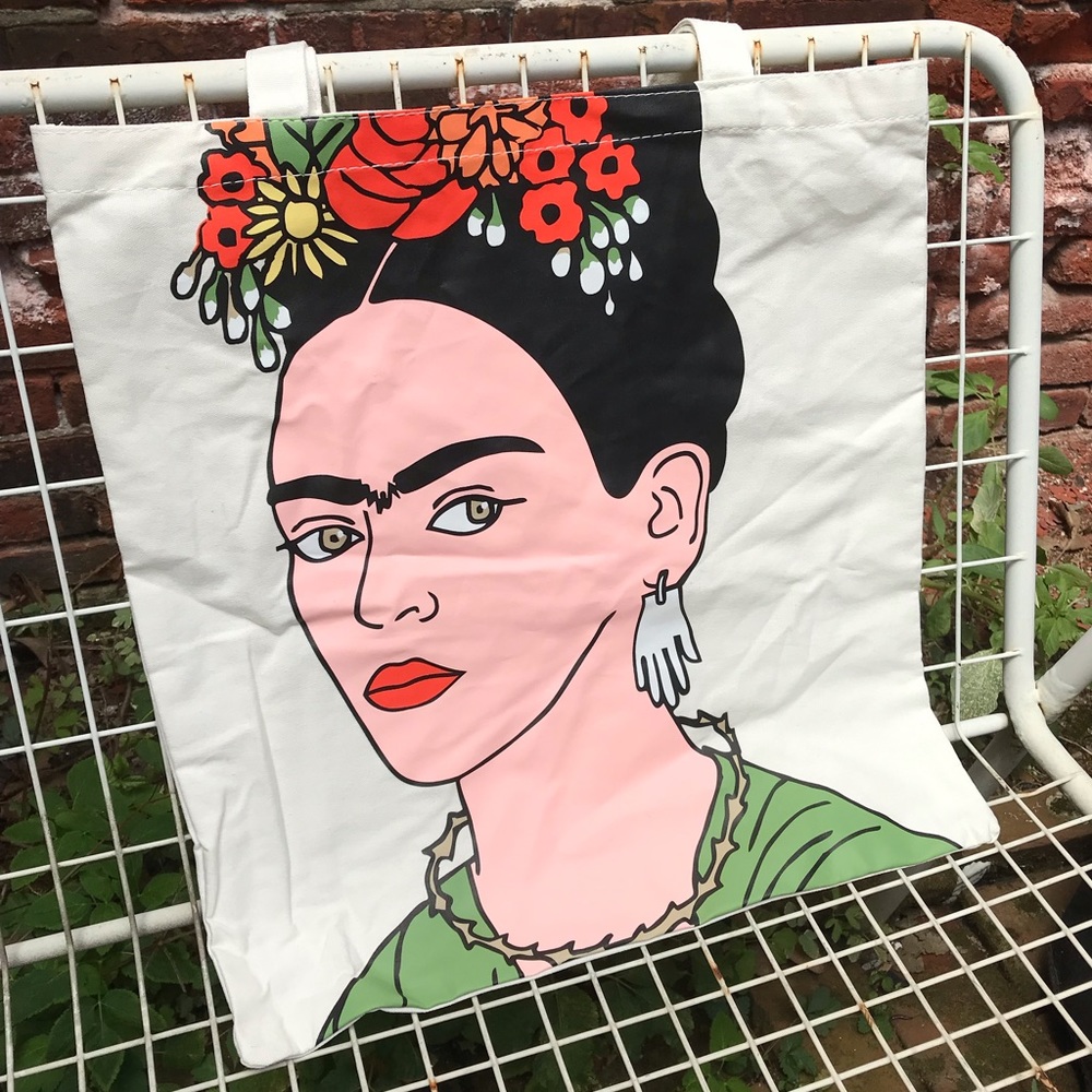 Frida Kahlo painted canvas tote bag - Picture 6 of 8